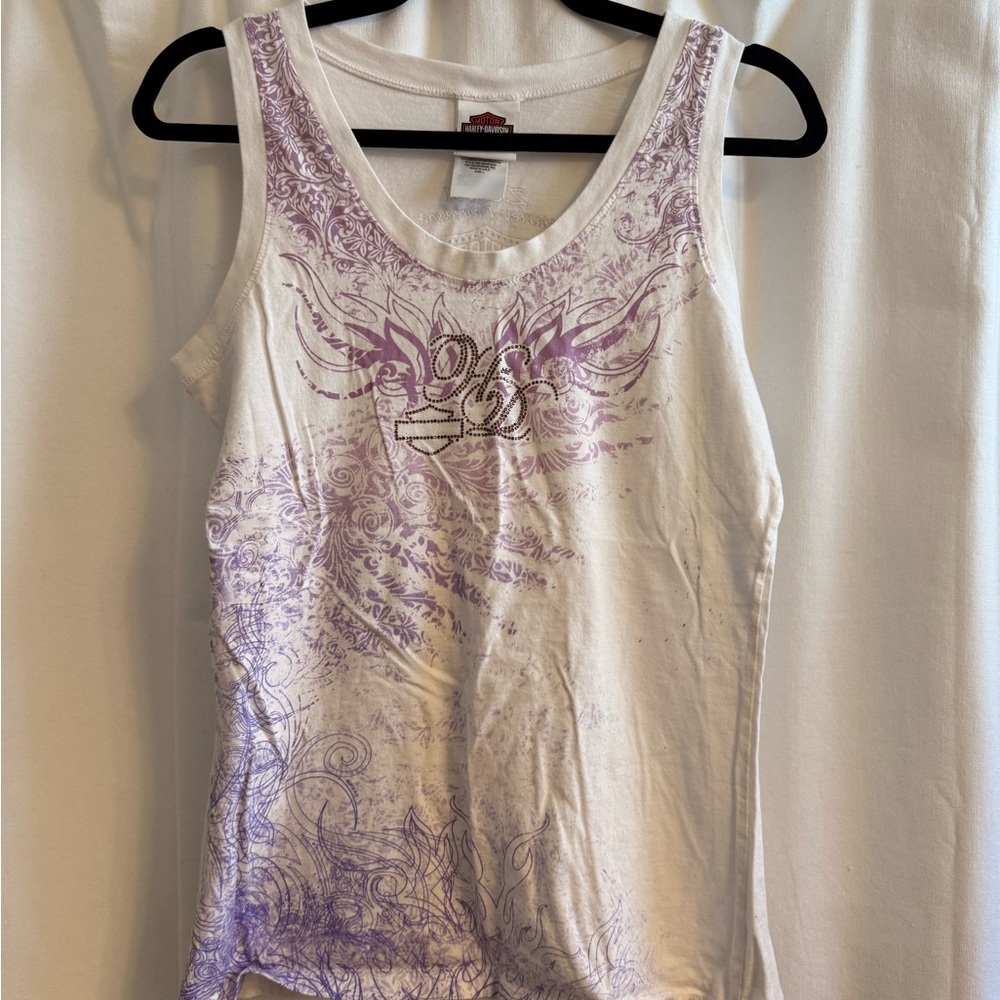 Harley-Davidson White and Purple Tank Top